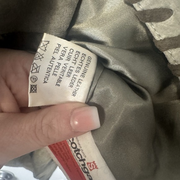 GIORGIO MOBIANI Womens Suede Leather Overcoat 14 Large Green Brown Patchwork Vtg - Picture 9 of 10